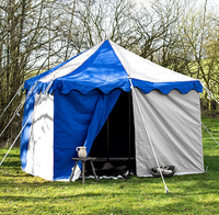 16 mq. Tenda Quadrata Impermeabile in Tela di Cotone Resistente 4m X 4m con Pali in Alluminio Alti 3,5m per Rievocazioni Medievali all'Aperto