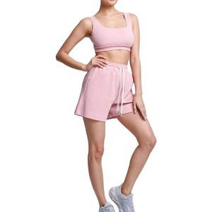 100% coton polaire haute qualité court femmes Harem côté fermeture éclair poches broderie Logo étiquette décontracté chaud Shorts haute qualité - Product Image 5