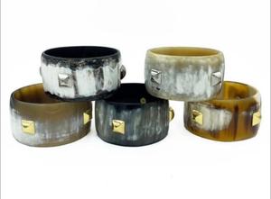 Brazaletes de cuerno de oro y plata de 2 colores de búfalo natural, brazalete lacado de color de la mejor calidad, brazalete lacado, pulsera de cuerno - Product Image 5