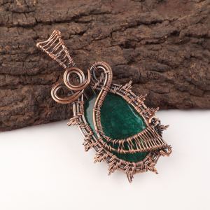 Sakota Mines <b>Emerald</b> Fashion <b>Pendant</b> Charm Oval Cut Gemstone Silver Plated Copper Wire Wrapped For Wedding Anniversary Gift - Product Image 3