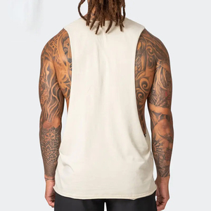 Camiseta sin mangas de algodón con logotipo personalizado al por mayor para hombre, camiseta de entrenamiento muscular para correr, talla XL, estilo lavado - Product Image 3