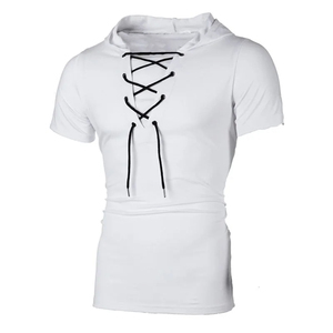 Camiseta ajustada para hombre 2025, ropa de casa de algodón 100% con personalidad de verano, camisetas con capucha de manga corta - Product Image 4
