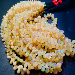 Cuentas de piedra de lágrima de fuego arcoíris de ópalo Natural Etíope para hacer joyas gemas lisas - Product Image 1