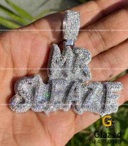 Nuevo lujoso totalmente helado letra personalizada Hip Hop colgante redondo corte brillante Moissanite VVs diamante 925 plata esterlina - Product Image 2