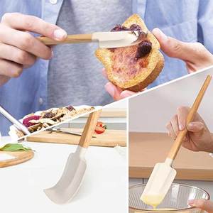 Venta al por mayor Cuchara Profesional Paquete de 5 piezas Tarro de mango largo de bambú Juego resistente al calor Espátula de silicona - Product Image 2