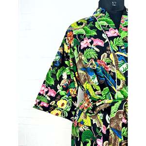 Kimono Informal Estilo Bohemio de Algodón, Estampado a Mano con Motivos de Mariposas y Flores, Bata Ligera para el Hogar, Tejido Suave - Product Image 3