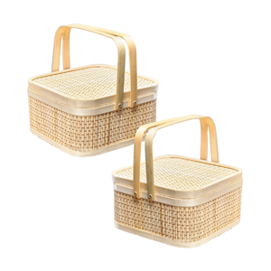 Grand PANIER CADEAU EN BAMBOU Naturel Durable, Réutilisable et Parfait pour les paniers de fruits, les pique-niques ou le rangement Décoration intérieure - Product Image 1