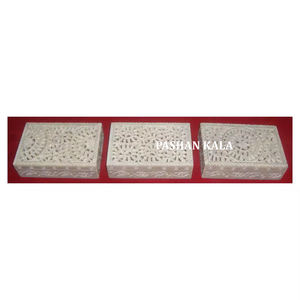 Cajas de joyería de diseño de tallado surtido de forma Rectangular de esteatita Natural más atractivas para decoración y fines de regalo - Product Image 1