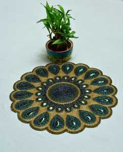 <b>Beaded</b> <b>Placemat</b> Handmade Round Charger for Luxury Dining & Holiday Decor Unique Piece Handmade <b>Beaded</b>, <b>Placemat</b>, Housewarming - Product Image 2