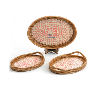 ผู้ผลิตอินเดียอินเดียถาดงานแต่งงานถาดแม่มุกและปอกระเจาสำหรับใช้ในบ้านและงานแต่งงาน - Product Image 6