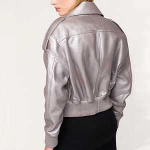 OEM chaqueta de bombardero de cuero personalizado para hombre y mujer con logotipo bordado de impresión Casual Streetwear prendas de vestir exteriores fabricante - Product Image 5