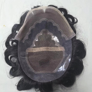 Perruque Lace Front en Cheveux Humains pour Hommes avec Ondulations Naturelles et Styles Raides Crépus - Patchs de Cheveux Indiens Doux - Product Image 1
