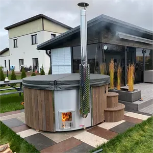 现代设计加拿大雪松户外桶热水浴缸水疗浴缸木材燃烧