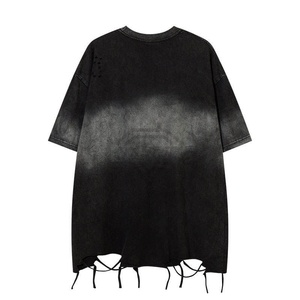 Camiseta desgastada de gran tamaño con lavado ácido de Color degradado para hombre personalizada de alta calidad 100% algodón lavado en blanco estilo Vintage - Product Image 2