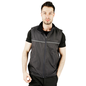 Gilet de travail unisexe personnalisé avec fermeture éclair, imperméable au vent et à l'eau, doublure en fibre polaire chaude, 3 poches, sans manches, décontracté, 220g, sérigraphie - Product Image 4