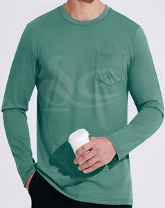 Camiseta ajustada de algodón de manga larga de alta calidad para hombre, ropa de calle transpirable con cuello redondo, tela de algodón 100% - Product Image 4