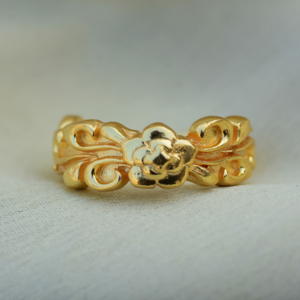 Hot Selling Designer Floral Brass <b>Ring</b> Gold Plated Exclusive Jewelry for Women and <b>Men</b> Free Size Engagement Gift - Product Image 2