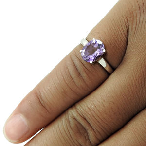 Rhodium Plated 925 Solid Silver Vintage Handmade Amethyst Gemstone <b>Ring</b> High Quality Oval Shaped Pronk Setting Gift <b>for</b> Woman - Product Image 2