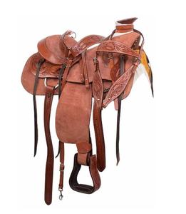 Juego de tachuelas para caballos de carreras inglesas y occidentales de primera calidad con cuero genuino y sillín de material sintético para montar a caballo - Product Image 1