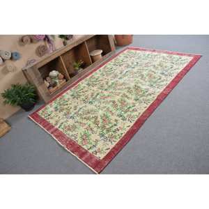 Alfombra turca Vintage clásica rojo Beige 5,1X8,3 pies área grande lana látex respaldo abstracto adolescente rectángulo pasillo diseño Patchwork - Product Image 2