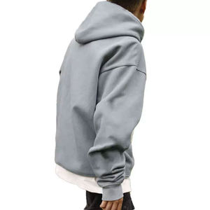 Sweat à capuche en coton polaire gris OEM pour homme à manches longues 3D Foam Puff Printed Oversized Pullover avec col à capuche Winter 3XL Size - Product Image 6