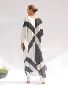 2024 tùy chỉnh Nhà cung cấp 'thanh lịch dài tay áo Maxi Dress với Retro in v-cổ rắn mô hình miễn phí Kích thước bãi biển dịp - Product Image 3