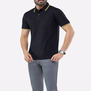 Chemise polo pour homme décontractée à manches courtes, logo sur le devant, couleur unie, coupe régulière, respirante, tissu jersey 100% coton, détail de bordure - Product Image 6