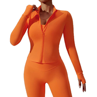 Vêtements de sport pour femmes, logo personnalisé, course à pied, séchage rapide, respirant, grande taille, veste zippée, manches longues, coupe ajustée, yoga