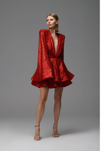 ชุดราตรีผ้าซาตินทรงเอไลน์สำหรับผู้หญิง ตัดเย็บตามสั่ง คอวี แต่งเลื่อม ช่วงเอวธรรมชาติ เหมาะสำหรับสาวพลัสไซส์ ใส่ไปงานปาร์ตี้หรืองานค็อกเทล - Product Image 6