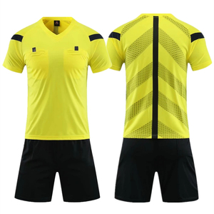 Conjunto de camiseta de fútbol de árbitro profesional, uniforme de árbitro de fútbol con cuello en V para adultos, camisa de juez de partido de manga corta, pantalones cortos con tres bolsillos - Product Image 5