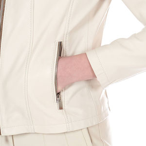 Ventes en gros de vestes en cuir véritable pour femmes, tricotées, avec doublure en coton uni, écologiques et respirantes, vêtements d'extérieur d'hiver - Product Image 5