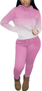 95% polyester, 5% élasthanne deux pièces tenues pour femmes survêtements décontractés ensemble à manches longues à capuche survêtement - Product Image 2