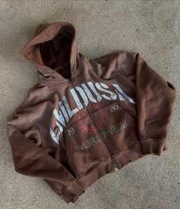 เสื้อมีฮู้ดพิมพ์ซิปโอเวอร์ไซส์สำหรับผู้ชาย360ขนแกะผ้าฝ้ายลายกราฟิก100% ออกแบบได้ตามต้องการ - Product Image 3