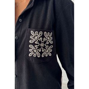 Topshow - Camisa de pana bordada al por mayor con bolsillo - [object Object] - Product Image 2