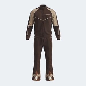 Reasonable Price <b>Low</b> MOQ Men's Flared Tracksuit Set Full Sleeve Drawstring Pants Side Pockets Winter Wear Stand Collar - Product Image 3