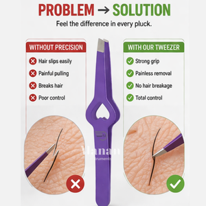 Pinzas para Cejas Color Púrpura, Acero Inoxidable, Punta Inclinada, Herramienta de Belleza para Depilación de Precisión, Agarre en Forma de Corazón Antideslizante - Product Image 6