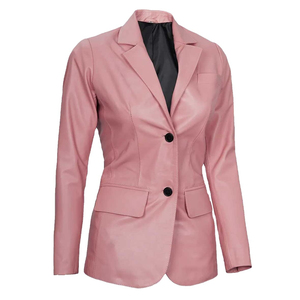 Manteau Blazer Long en Cuir de Mouton Véritable pour Femme, Double Boutonnage, Coupe-Vent, Respirant, Logo Personnalisable, Service OEM, Extérieur - Product Image 1