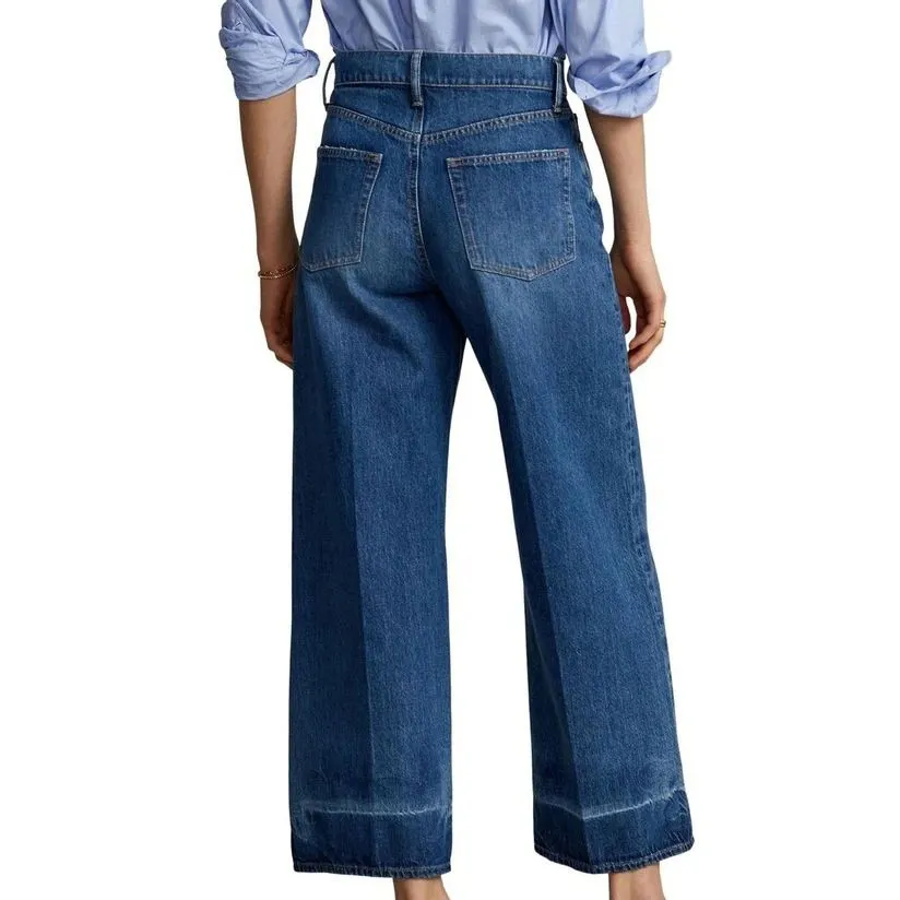 Стильные свободные женские Мешковатые синие джинсовые пуговицы Прямые повседневные джинсы для продажи женские брюки
