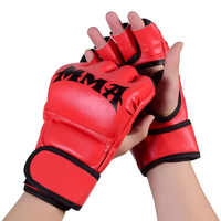 Gants de combat MMA professionnels sur mesure de haute qualité en cuir de vachette véritable, design demi-doigts, poids 12 oz, protection UV