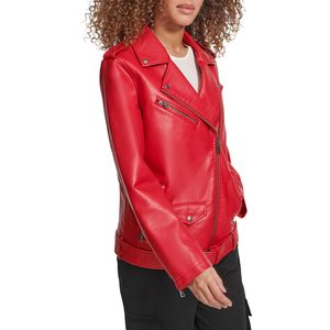 Abrigo de piel de cordero negro para mujer de otoño, ropa de calle informal con cremallera blanca, chaquetas de cuero para motocicleta con borlas - Product Image 4