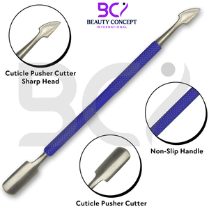 Empujador de cutículas de uñas de acero inoxidable de color púrpura para eliminar la piel muerta herramientas de eliminación de esmalte de uñas de alta calidad - Product Image 2