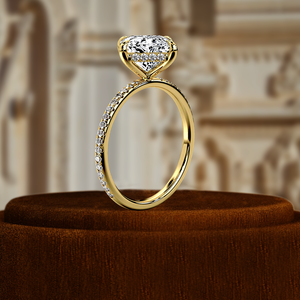 Anillo de Compromiso con Diamante Cultivado en Laboratorio con Corte Princesa de 1 Quilate, Certificado por IGI, con Halo Oculto, Anillo de Bodas de Oro Amarillo de 14k para Regalo de Aniversario - Product Image 5