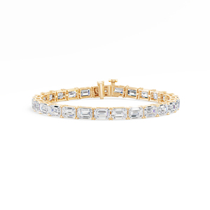 กำไลเทนนิสทรงมรกตยอดนิยม ประดับเพชรโมอิสซาไนต์ 17.71 กะรัต สำหรับผู้หญิง เครื่องประดับเงินแท้ 925 ชุบทอง 14K ได้รับการรับรอง - Product Image 1