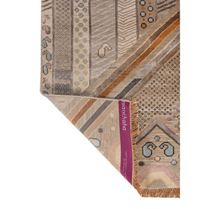 Manchaha Luxury Ivory Hand Knotted Wool Bamboo Silk Rug Geometric Modern Design Plush <b>Washable</b> Carpet for Home for - Product Image 5