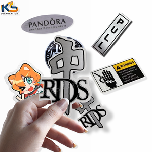 Pincel de vinilo adhesivo fuerte personalizado, pegatina metálica impresa personalizada plateada, logotipo personalizado, etiqueta adhesiva de plata cepillada impermeable - Product Image 1