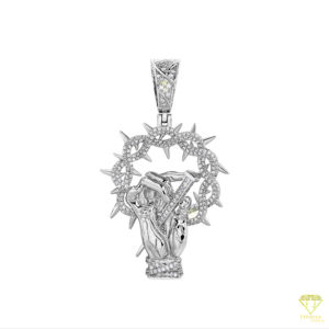 Jesús oración Moissanite colgante manos encanto religioso con corona de espinas colgante diamante Bling joyería - Product Image 4