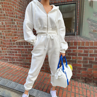 Ensemble de survêtement court deux pièces pour femme, collection hiver, tenue décontractée, sweat à capuche court et pantalon de jogging – Offre spéciale