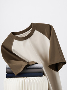 32 Ice Cotton Raglan Sleeve T-Shirt à manches courtes pour hommes 230g Heavyweight Popular Youth Contrast Color Loose Half Sleeve Clothes - Product Image 6