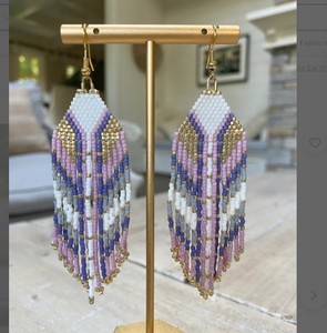 Boucles d'oreilles à franges perlées de qualité supérieure / Boucles d'oreilles à pompons Delica / Bijoux longs de style bohème - Product Image 1