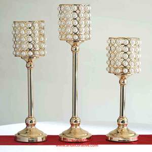 Hot Party Décoratif En Métal Cristal Perlé Bougeoir Titulaire De Table De Mariage Décoratif En Métal Designer À La Main Bougeoir - Product Image 3